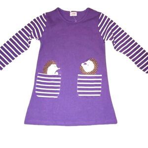 Vikita NWOT Purple Hedgehog Long Sleeve A-Line Tunic Dress GIrls Size 2-3YR